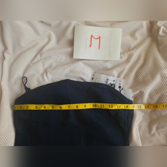 Zara denim strapless  midi dress blue BNWT - Picture 5 of 15